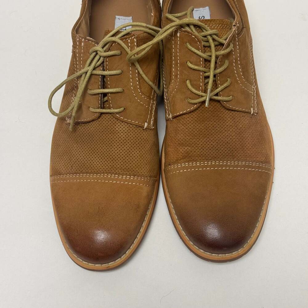 Steve Madden Men's Chays Brown Perforated Leather Cap Toe Oxford Shoes 10 - Picture 4 of 8